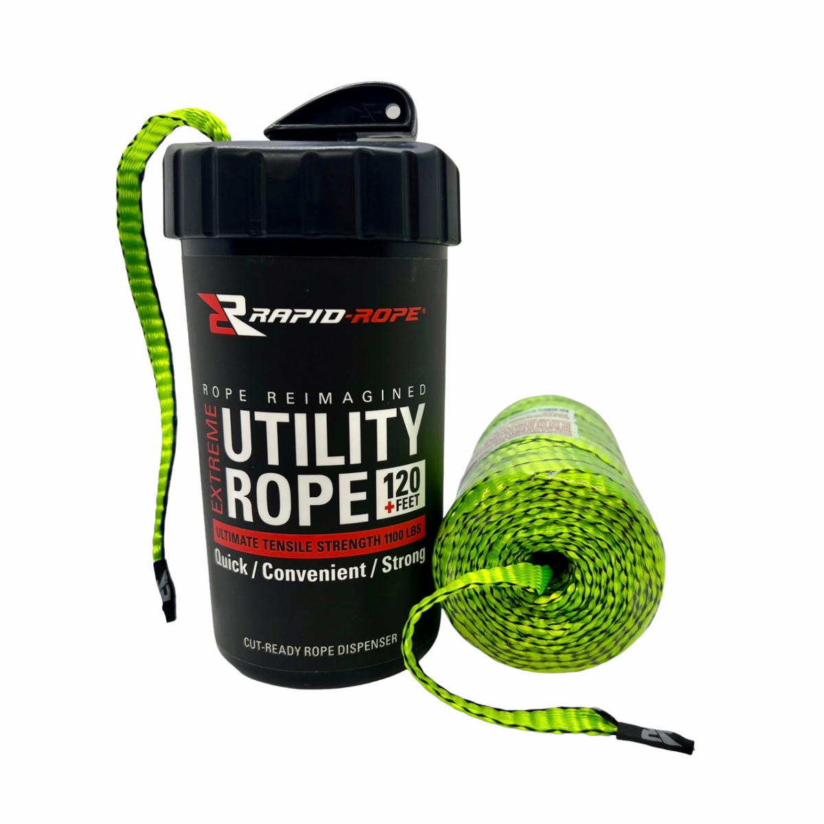Neon Green Utility Rope in a Large Rapid Rope Canister - Rapid Rope