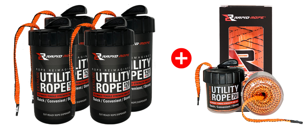 Rapid Rope 4-Pack Bundle (Includes 4 Rapid Rope Cannisters, a Rapid Rope Refill, and a Rapid Rope Mini)
